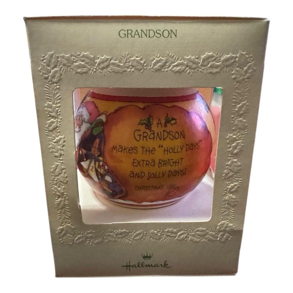 Hallmark Unbreakable Satin Ball‎ Ornament 1981 Grandson